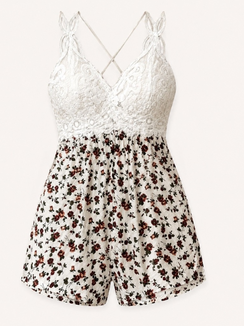 Honey Belle White Lace Floral Romper Size M